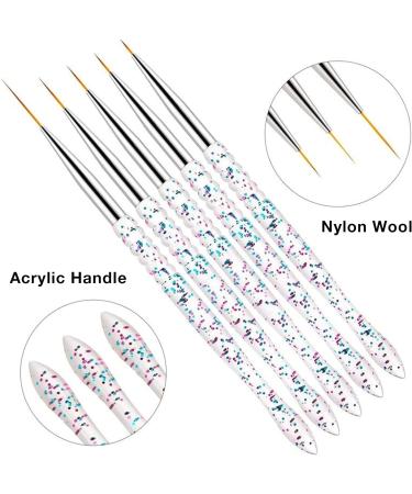 WACURRENTHYD 5Pcs Nail Art Liner Brushes Set - Thin Nail Gel Polish Painting Brushes for Precise Nail Art Designs (7/9/11/15/18mm) - Buy Online on GoSupps.com
