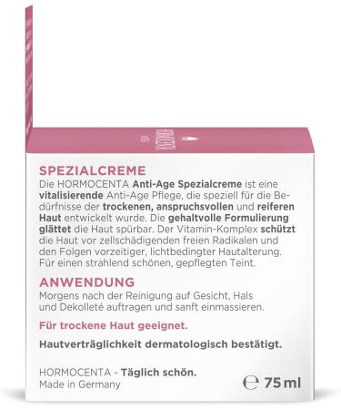 Hormocenta Special Anti-Aging Cream 75 ml Revitalizing anti-aging care with vitamin complex beeswax and safflower oil particularly rich care (1 x 75 ml) - Buy Online on GoSupps.com