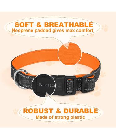 PCEOTLLAR Reflective Dog Collar - Adjustable & Padded Neoprene for Small to Large Dogs - Soft & Durable Orange XS (25-35cm) - Buy Online on GoSupps.com