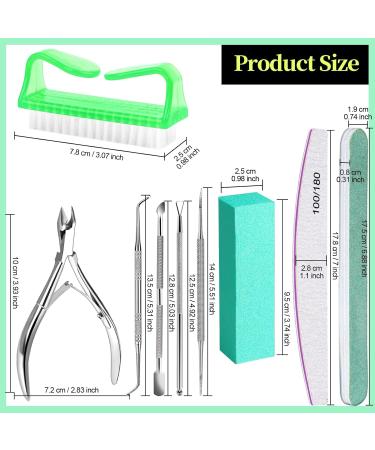 FANDAMEI 12pcs Nail Files Set with Cuticle Nipper, Buffer, Pusher, Brush - Manicure Kit Green - Buy Online on GoSupps.com