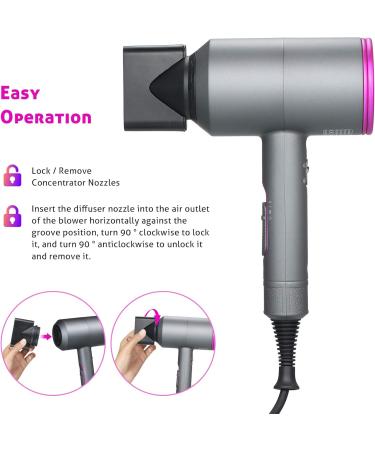 ZIEM Ionic Hair Dryer with 3 Nozzles Diffusers 3 Heat Settings & 2 Speed Hot/Cold Wind Quick Drying Blow Dryer Portable Hair Styling Tools for Home Salon Travel 110V-220V - Buy Online on GoSupps.com