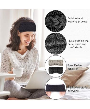2 PCs Women's Knitted Headband Set - Elastic Ear Warmer Hair Bands for Women & Girls - Thickened Hair Wraps - Buy Online on GoSupps.com