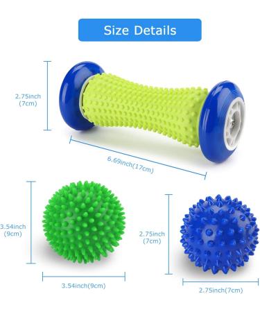 Plantar Fasciitis Relief Set - Foot Massage Roller with 2 Spiky Massage Balls | Trigger Point Therapy for Plantar Fasciitis - Buy Online on GoSupps.com