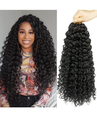 ENBEAUTIFUL 18 Inch 8 Packs Curly Crochet Hair Pre-looped Beach Curl Water Wave Crochet Hair Deep Wave Wavy Braids Curly Crochet Hair For Black Women(18inch, 8packs, 1b) 18 Inch (Pack of 8) 1B