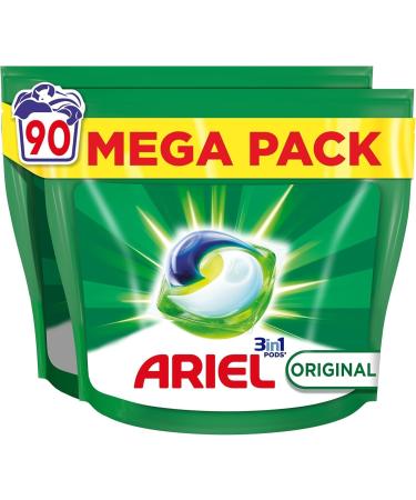 Ariel 3in1 PODS Liquid Detergent Capsules 90 Washes Original Quick Dissolving Impeccable Cold and Short Cycle - Buy Online on GoSupps.com