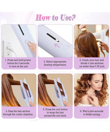 Automatic Curler 1 Inch Curling Iron 1 1/4 Inch with 4 Temps with 4 Temps Hair Wand Curling Iron Purple - Buy Online on GoSupps.com