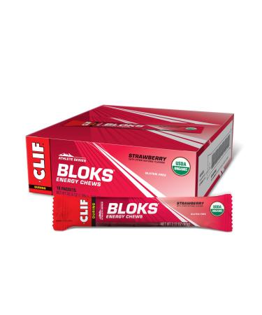 CLIFTropical Punch & Strawberry Flavor Energy Chews - 2.12oz (18 Count) Packs - Plant Based - Quick Carbohydrates - For Cycling Running Running + Strawberry Flavor Tropical Punch 18 Count (Pack of 1)