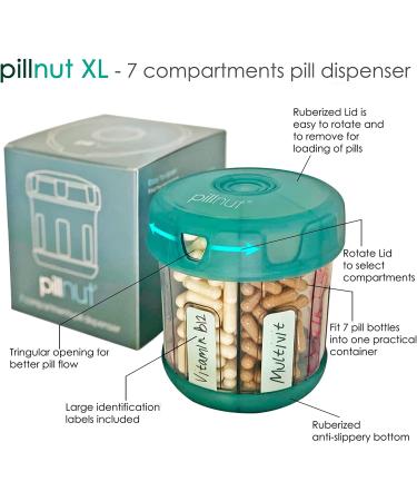Jumbo Supplement Organizer with XL 7 Compartments - Easy-to-Use Pill Dispenser - 1 Month Vitamin Holder - Blue - Buy Online on GoSupps.com