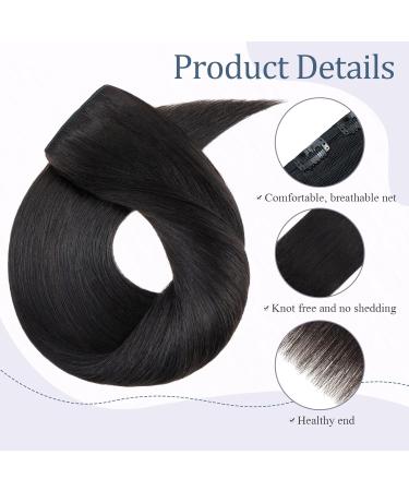 Buy Real Hair Clip-In Extensions | Thick 1PC 5 Clips | Soft & Smooth 7A Human Hair | Natural Black 35cm - 75g - Buy Online on GoSupps.com