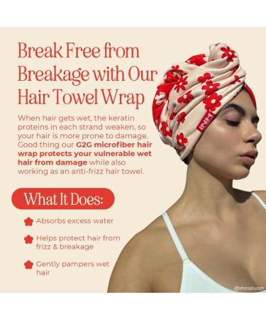 INH Microfiber Hair Towel Wrap | Quick Dry Anti-Frizz & Lint-Free | Soft Lightweight Super Absorbent Travel Towel for Women | Luxurious Floral Design - G2G Anti-Breakage 400gsm - Buy Online on GoSupps.com