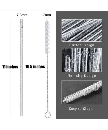 ALINK 12-Pack Glitter Reusable Clear Plastic Straws, 11 Long Hard Tumbler  Replacement Drinking Straws for 16 OZ 20 OZ 30 OZ Stanley, YETI, Starbucks