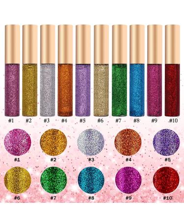 Shop 10 Color Glitter & Waterproof Liquid Eyeliner Set | Perfect for Cosplay & Makeup | International Shipping Available - Buy Online on GoSupps.com