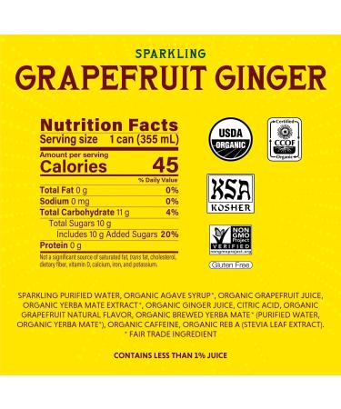 Guayaki Sparkling Yerba Mate Grapefruit Ginger 12-pack - Buy Online on GoSupps.com
