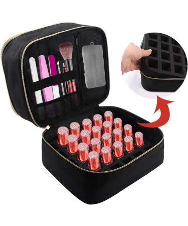 Jaeskeclip Nail Polish Bag Double Layer Oxford Cloth Zipper 30 Grids Nail Polish Holder Manicure Tools Nail Polish Lipstick Portable and Beauty Tools Storage Box(black) black - Buy Online on GoSupps.com