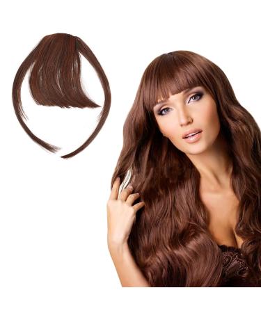 NICENEEDED Light Brown Clip in Bangs Wispy Bangs Clip in Hair Extensions Air Bangs Fringe Natural Curved Wispy Bangs Faux Hairpieces for Women Daily Wear