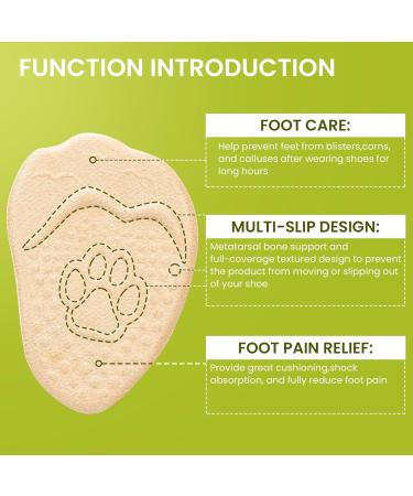 Buy Bukihome Metatarsal Pads for Women - 6 Pairs of Ball of Foot Cushions & Heel Inserts for Pain Relief - Clear & Beige - Best Comfort Solution - Buy Online on GoSupps.com