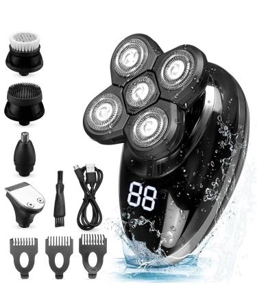 Head Shavers for Bald Men 5 in 1 Men's Rechargeable Bald Head Electric Shaver 5 Floating Heads Beard Nose Ear Hair Trimmer Razor Clipper Facial Brush Type B