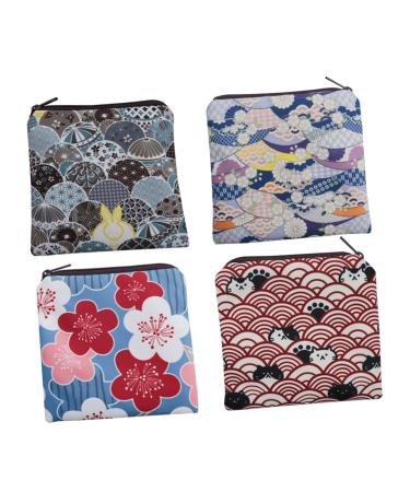 Lurrose 4 pieces of storage bags for women's binding girl money exchange storage bag for women's bandages wallet period pad pocket portable polyester student cotton towel