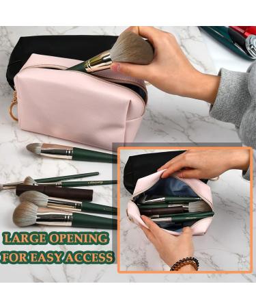 2-Piece PU Travel Makeup Storage Bag - Waterproof Organizer for Women Men & Kids - Pink & Black Cosmetic Bags - Buy Online on GoSupps.com