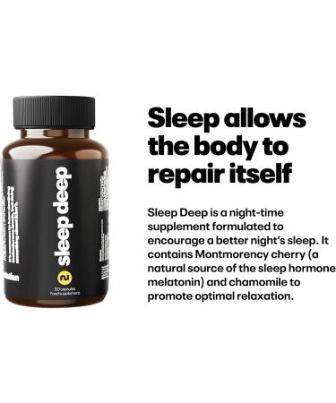 Numan Sleep Deep - Natural Melatonin Sources for Deep Sleep & Stress Relief - 60 Vegan Capsules - Made in UK - Buy Online on GoSupps.com