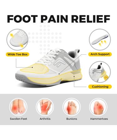 Fitville Extra Wide Tennis Shoes for Men - Slipproof Badminton & Indoor Sports Sneakers - Comfortable & Breathable Fitness Shoes for Wide Feet - EU 42.5 X-Wide in White & Gray - Buy Online on GoSupps.com