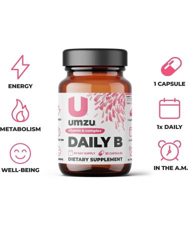 UMZU Daily B - Complete B Vitamin Complex for Energy, Cognition, and Well Being - 30 Day Supply - 30 Capsules - Buy Online on GoSupps.com