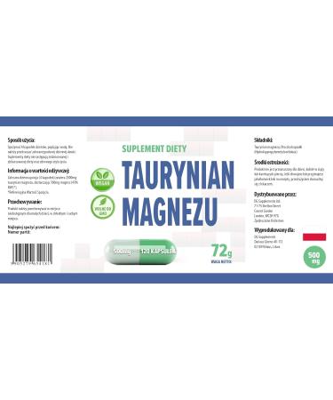 Magnesium Taurate 2000mg per serving 120 Vegetable Capsules Certificate of Analysis from AGROLAB Germany very powerful gluten and GMO free - Buy Online on GoSupps.com