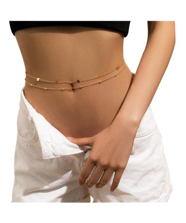 Vintage Thin Beads Link Belly Chain - Light Gold Summer Fashion Body Jewelry - Buy Online on GoSupps.com
