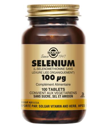 Solgar S l nium 100 g - Antioxydant - Contre le stress oxydatif - Beaut des ongles et des cheveux - Compl ment alimentaire - Flacon de 100 comprim s
