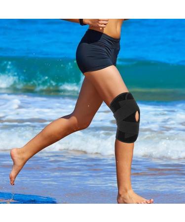 Compression Knee Brace | Breathable Knee Stabilizer for Running & Weightlifting | Adult Protective Support Sleeve - Large Black - Buy Online on GoSupps.com