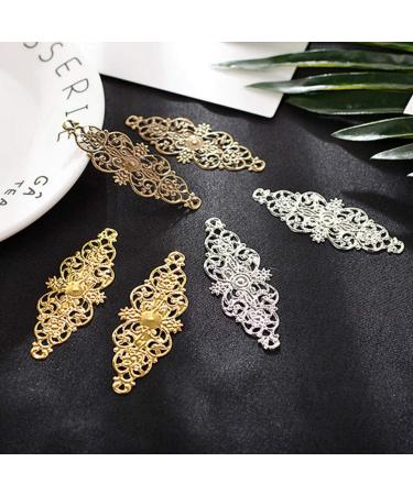 Metal Hair Clips 36pcs Filigree Pendant Charms Metal Laminate Decoration DIY Jewelry Craft Making Accessories for Hairpin Jewelry - Buy Online on GoSupps.com