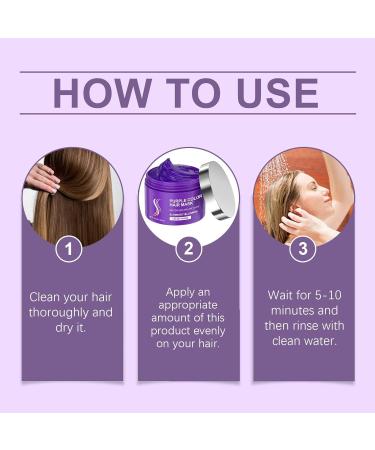 Masque capillaire violet - Traitement capillaire la k ratine R pare et nourrit les cheveux Masque capillaire violet Collag ne Revitalisant profond limine les tons jaunes et hydrate les cheveux - Buy Online on GoSupps.com
