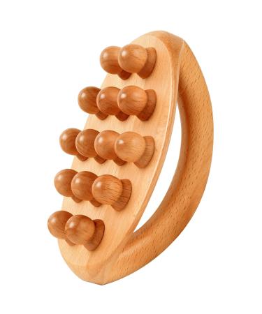 Wood therapy massage tools with handle 14 pearl wood massage roller lymphatic drainage massage device Tools for body formation Cellulite massage GUA SHA Lymphdrainage massage device Gua Sha Holz-Massagege 1PC