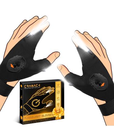 Father's day gift for Papa LED gloves with light: Personalized Father's Day gift Papa grandpa stepfather fishing accessories LED Fishing Gloves Tools Using Gadgets for Men Birthday Black