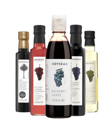 Odysea Balsamic Vinegar Bottle Pick N Mix - Choose From 5 Flavours | Date Molasses Aged Balsamic-Vinegar White-Wine-Vinegar Red Wine-Vinegar Blasamic-Glaze - Pack of 2 X 250ml 250 ml (Pack of 2)