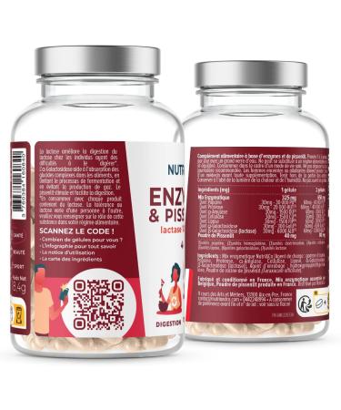 NUTRI & CO Plant Digestive Enzymes with 12000 IU Lactase - Digestive Comfort Bloating & Milk Intolerance - Complete & Unique Formula - 40 Vegan Capsules - Made in France - Buy Online on GoSupps.com