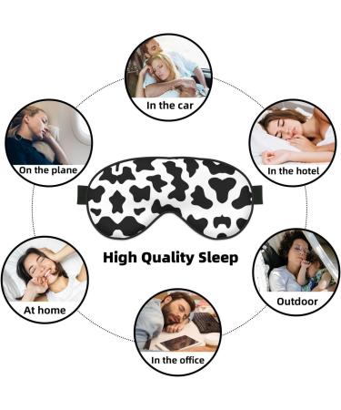 Black and White Cow Print Sleep Mask | Adjustable & Breathable Blindfold for Travel Meditation & Relaxation - Buy Online on GoSupps.com