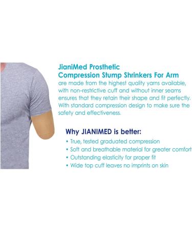 Prosthetic Stump Shrinkers for Arm - Above Elbow Compression Sleeve | Healthcare Amputee Support | Elastic 20-30 | Taiwan Excellence - Beige L - Buy Online on GoSupps.com