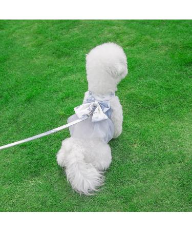 Dog Harness Dress with Leash Set Princess Dog Tutu Skirt for Small Dogs Girl Cute Bow Puppy Dresses Pet Clothes Doggie Outfits Apparel (XS Grey) XS Grey - Buy Online on GoSupps.com