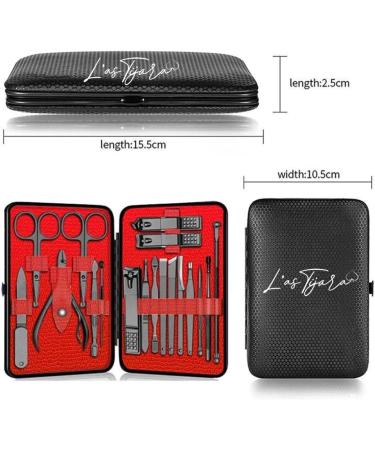L'AS TIJARA Professional Manicure Pedicure Kit Cuticle Care Tools Kit Manicure Pedicure Set Complete 18 Pieces (Red) - Buy Online on GoSupps.com
