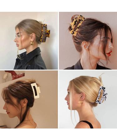 4 PCS Large Hair Claw Clips - 4 inch Tortoise Rectangle Hair Clamp for Women | Non-slip Acetate Material | Suitable for Thin & Thick Hair | Great Holiday Gift - Buy Online on GoSupps.com
