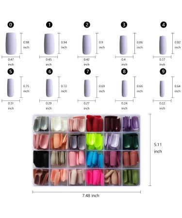 LoveOurHome 576pc Medium Matte Square Press on Nails - 24 Colors, Full Cover Colored Fake Nails for Women Girls - Acrylic Tips with Case - Buy Online on GoSupps.com
