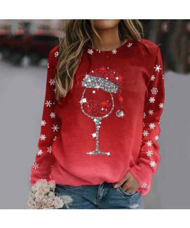 Women's Christmas Snowman & Penguin Print Sweatshirt - Red, XXL - Buy Online on GoSupps.com