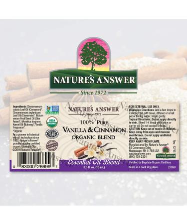 Nature's Answer Organic Essential Oil Blend - Vanilla & Cinnamon, 0.5oz - Buy Online on GoSupps.com