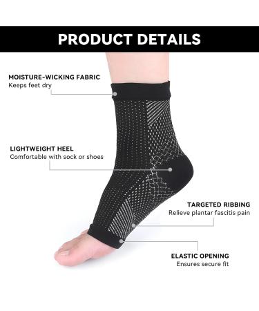 Plantar Fasciitis Compression Socks - 4 Pairs for Neuropathy & Ankle Support - Black - L-XL - Buy Online on GoSupps.com