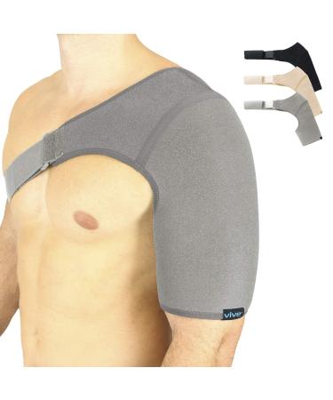 Vive Shoulder Brace - Rotator Cuff Compression Support - Men Women Left Right Arm Injury Prevention Stabilizer Sleeve Wrap - Immobilizer for Dislocated AC Joint Labrum Tear Pain (Gray Small) Gray Small