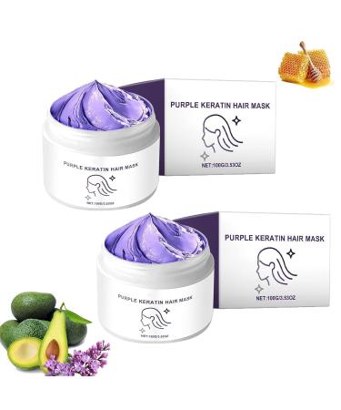 FLLUOUZH Purple Keratin Hair Mask Power Purple Hair Mask Deep Conditioning Hydrates & Restores Softness Moisturizing Conditioner for Dry & Damaged Hair 2 Pieces