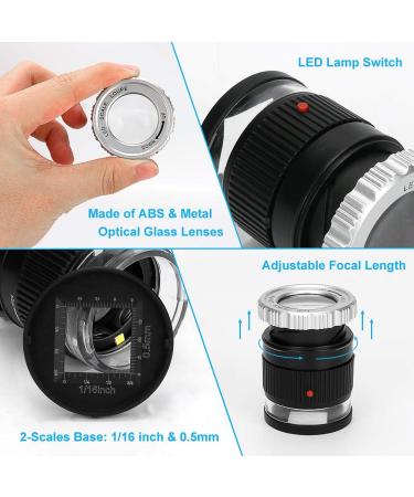 Intsun 30X Jewelers Loupe Magnifier with 6 LED Light Interchangeable Reticle Scale Illuminated Adjustable Focal Length Magnifying Glass for Textile Optical Embroidery Circuit Board Coins etc - Buy Online on GoSupps.com