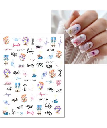 JMEOWIO 9 Sheets Butterfly Flower Nail Art Stickers Decals Self-Adhesive Spring Summer Floral Nail Supplies Nail Art Design Decoration Accessories - Buy Online on GoSupps.com