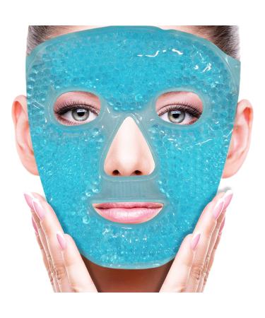 Cold Face Eye Mask Ice Pack Reduce Face Puff,Dark Circles,Gel Beads Hot Heat Cold Compress Pack,Face SPA for Woman Sleeping, Pressure, Headaches, Skin CareBlue
